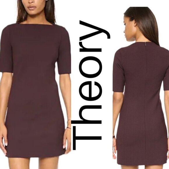 THEORY HARKIN FADED SHORT SLEEVE WOOL MINI SHEATH DRESS, SIZE 4 - Picture 10 of 10